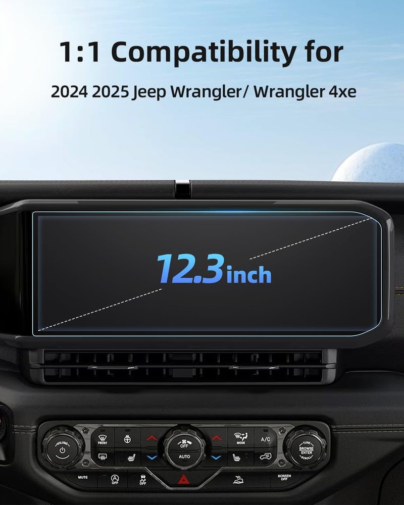 LANGBEAN Anti-Glare Matte Screen Protector for 2024-2025 Jeep Wrangler/4xe /Gladiator(Sport/Willys/SaharaAltitude/Rubicon/High/Rubicon 392) 12.3-Inch Infotainment Touchscreen, 2024 2025 Wrangler 4xe Accessories - Image 2